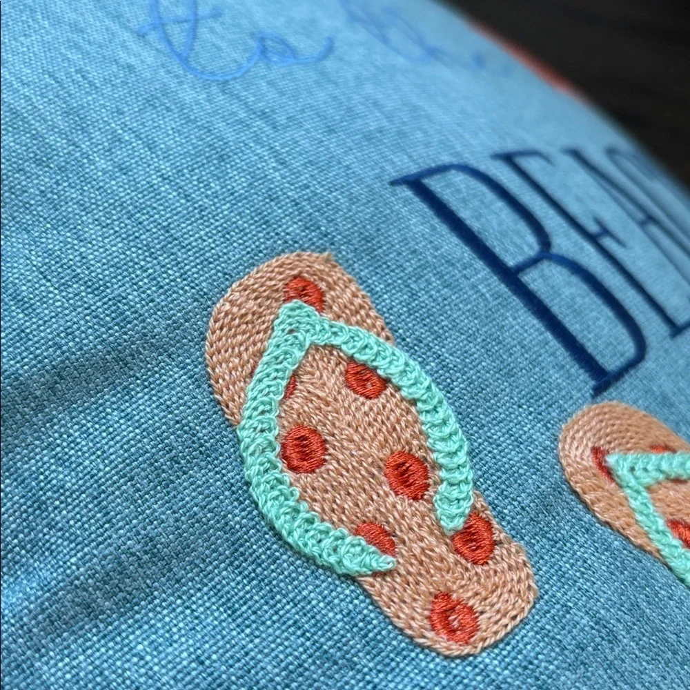 Take Me to The Beach embroidered starfish,sandals,burlap trim,beach house,summer